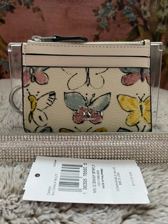 Coach Butterfly Print Card Case with Key Ring - Picture 3 of 10